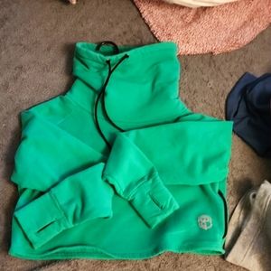 Born primitive cowl neck crop hoodie in green